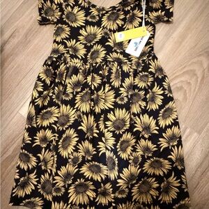 Sunflower Print Kids Dress